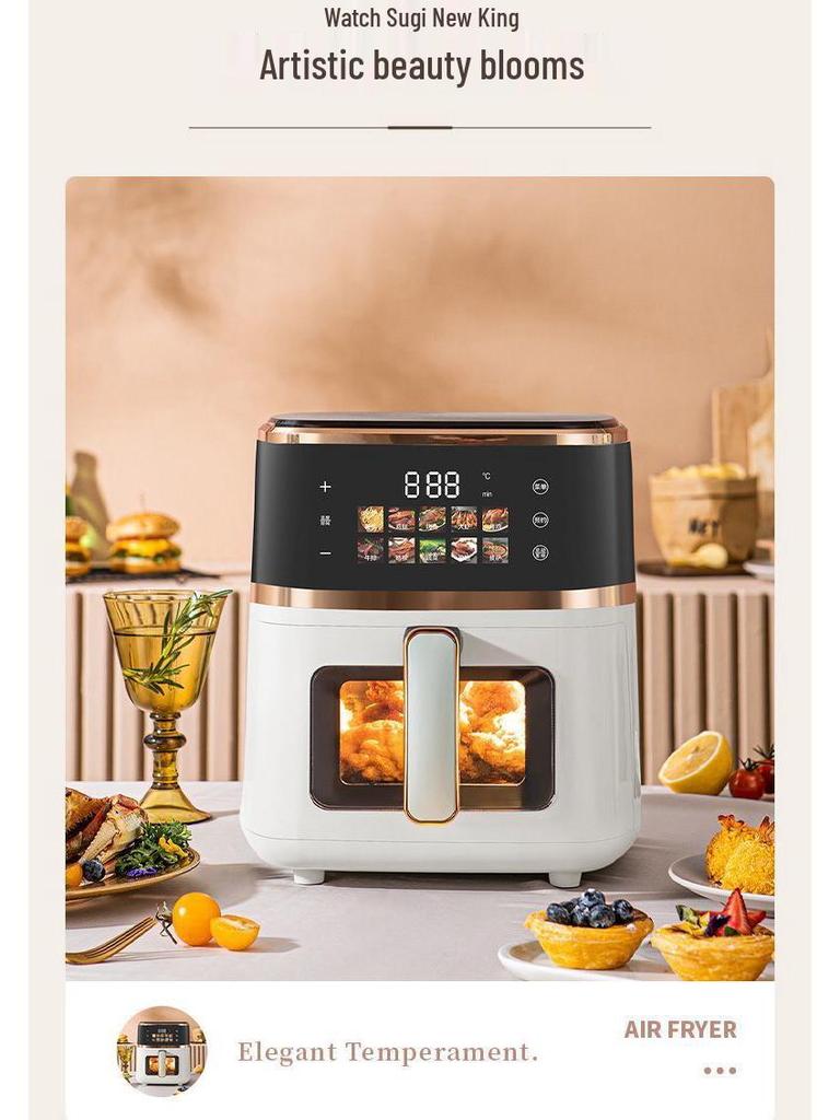 Elektrische Heißluftfritteuse mit großem Fassungsvermögen und Sichtfenster