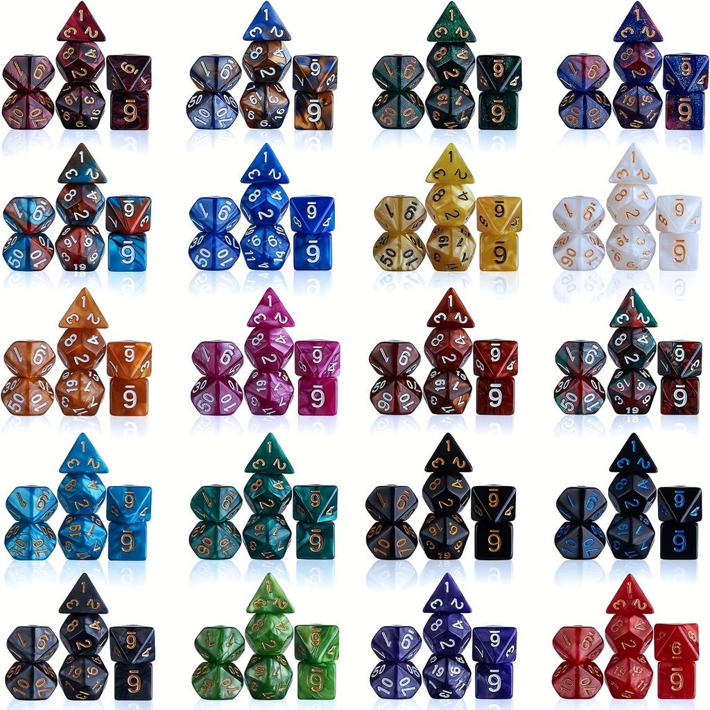 35Pcs Polyhedral DND Dice Set with Black Drawstring Pouch, Color-Coded Faces RPG/D&D Tabletop Game Accessories ZSY