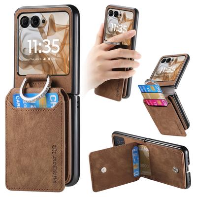 For Moto Razr 70 60 50 40 Ultra Case with Ring Holder &Card Holder Wallet Kickstand Phone Cover for Motorola Razr 70 60 50