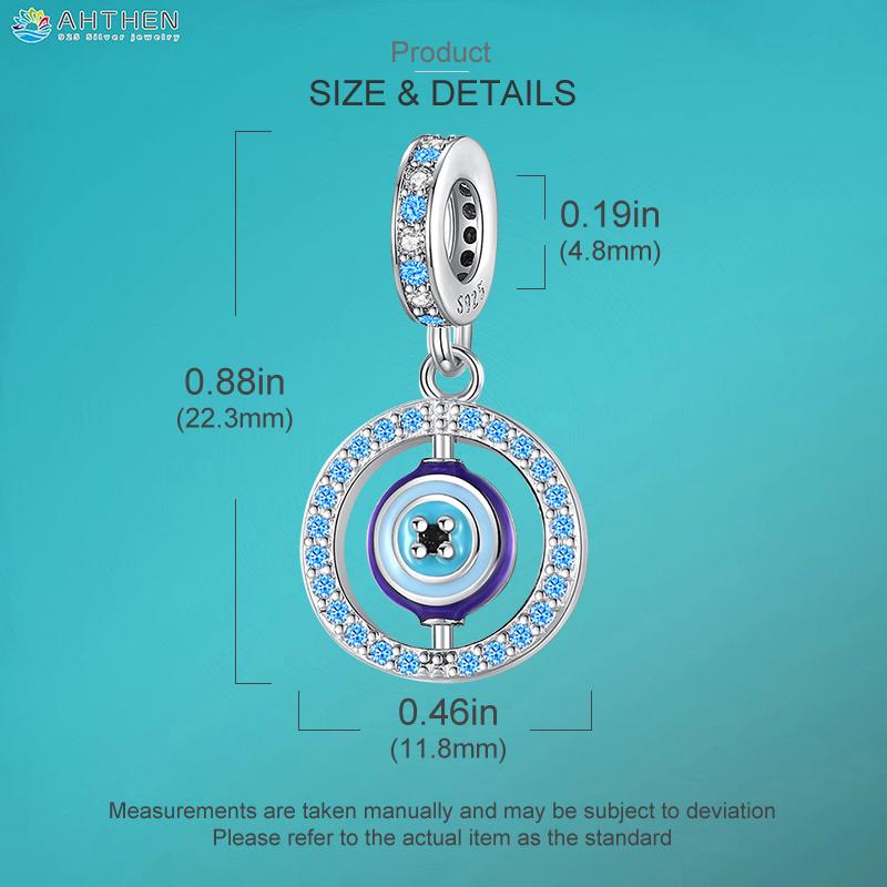Ahthen copper Bead Charms Rotating Eye Dangle Charm fit Snake Chain Bracelets Necklaces for Women Jewellery Making