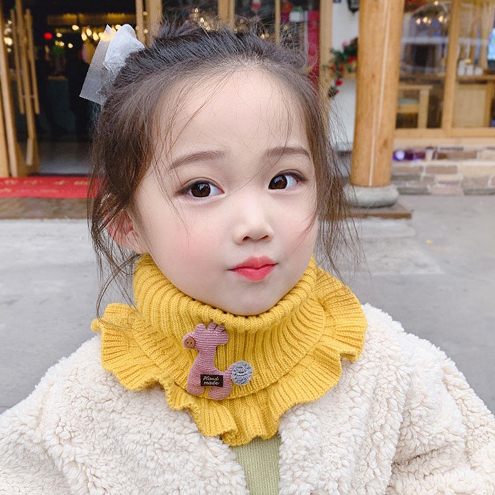 Knitted Scarf Cartoon Giraffe Ruffle Neck Warmer Detachable Fake Collar Knitted Turtleneck Dickey Collar for Kids Toddlers Girls