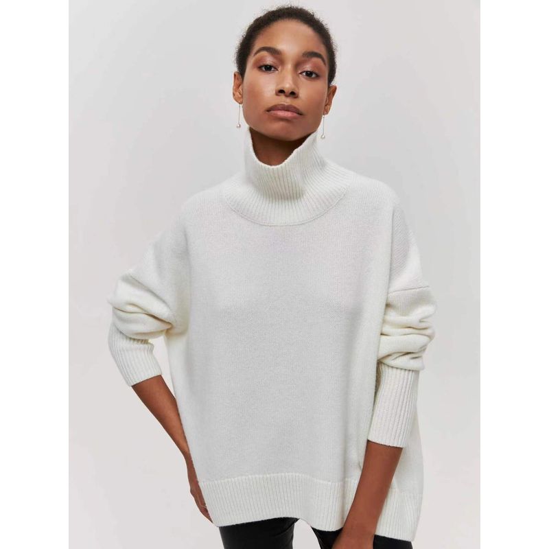 Fashion Women's New Loose High Collar Autumn and Winter Sweater Loose Fitting High Neck Sweater