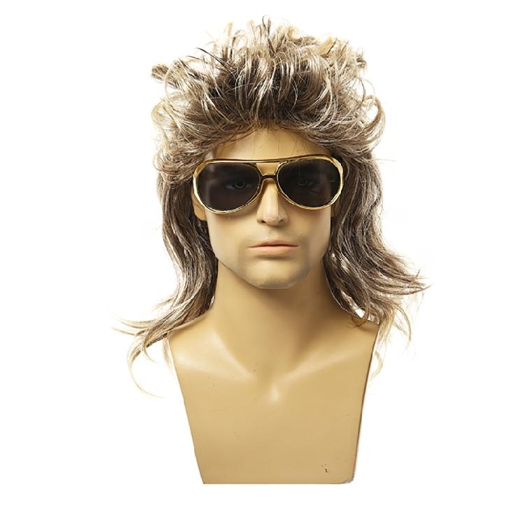 80s Disco Costume Accessories Hippie Glasses Curly Rock Wig Necklace for Unisex