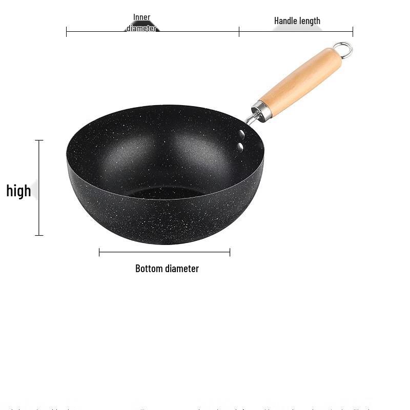 ZISIZ 22cm Wrought Iron Stir-fry Wok