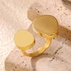 Stainless Steel Double Layer Elliptical Rings For Women Gold Color Geometric Ring Wedding Christmas Hypoallergenic Jewelry Gift