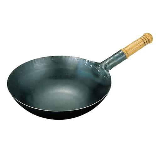 Yamada Iron Chinese Saucepan with Hammered Wood Handle, 36cm