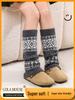 Girls' Jacquard Retro Wool Leg Warmers - Thick, Warm Mid-Calf Socks for Autumn & Winter.
