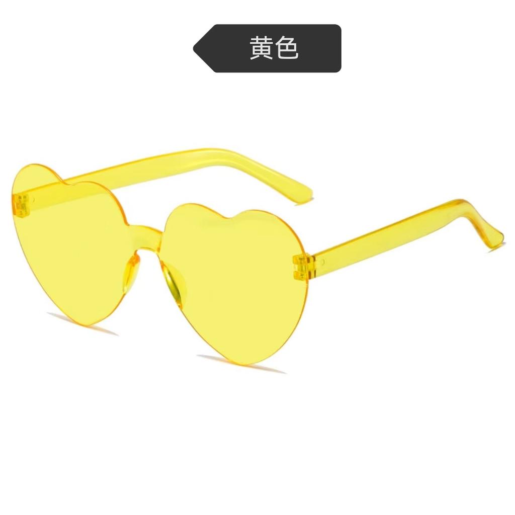 Peach Heart Sunglasses Love Glasses Trend Frameless One-Piece Marine Film Dazzling Color Sunglasses