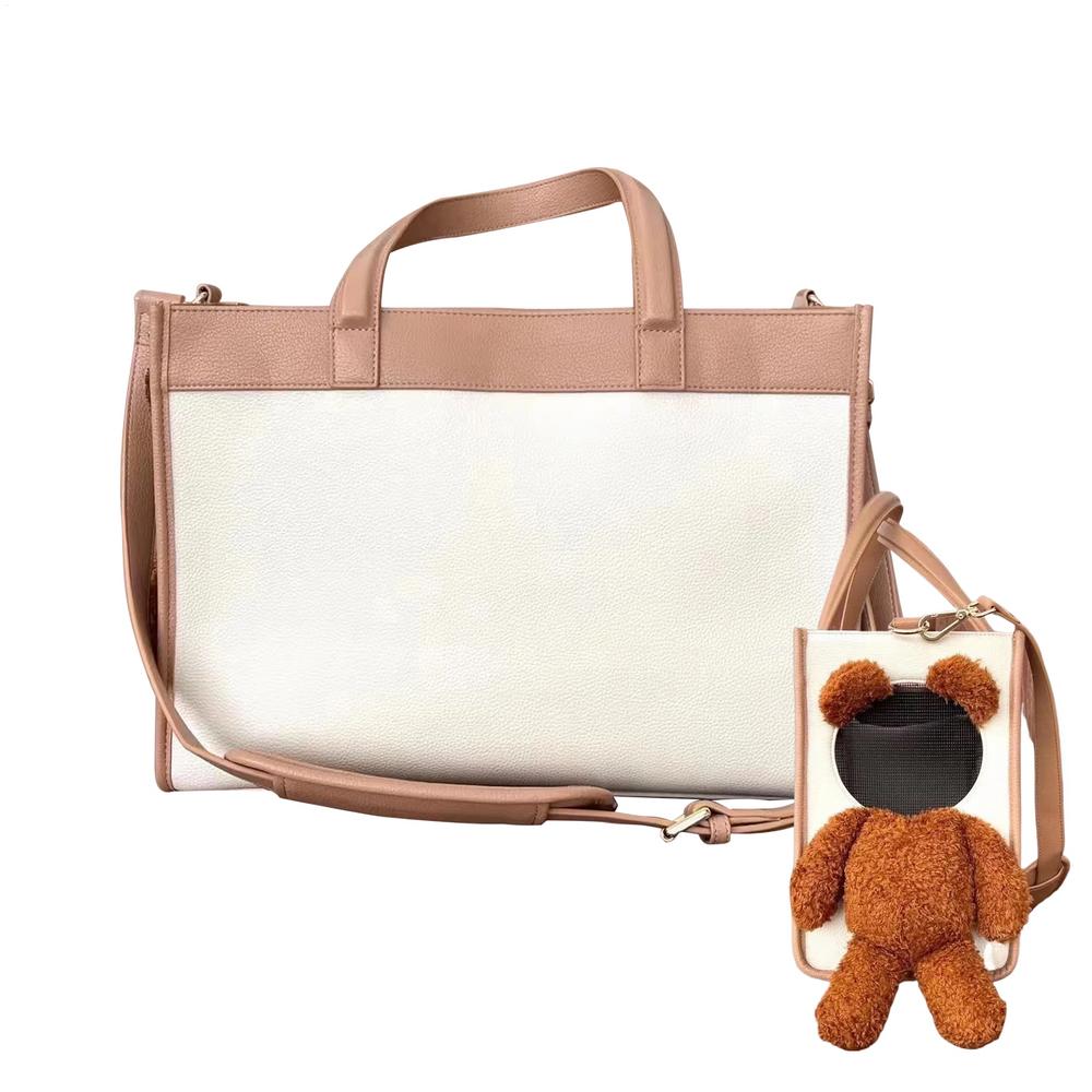 Dog Carry Bag PU Leather Dog Carriers Multifunctional Outdoor Cat Bags Puppy Breathable Carrying Pouch For Bunny