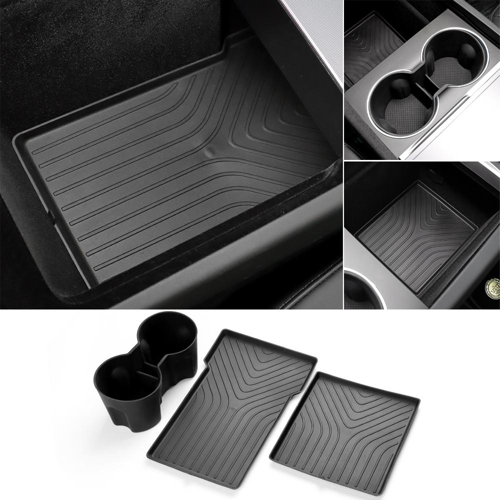 Car Armrest Storage Box For Tesla Model Y Juniper 2025 Model 3 Highland 2025-UP ABS Center Console Organizer Tray Accessories