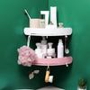 Étagères de salle de bain en plastique Organisateur Étagère d'angle à clipser Étagère d'angle de salle de bain Rangement de douche Support mural Support pour shampoing