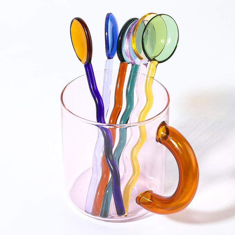 Craft Made Glass Mug Coffee Cup Glass Spoon Borosilicate Glass Cup Office Cups Birthday Gift Coffee Mugs Tea Spoon