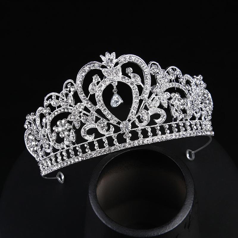

Свадебная тиара-корона с серебряными кристаллами для девочек и детей, аксессуары для волос на свадьбу, аксессуары для свадебного платья, европейская тиара-корона на день рождения