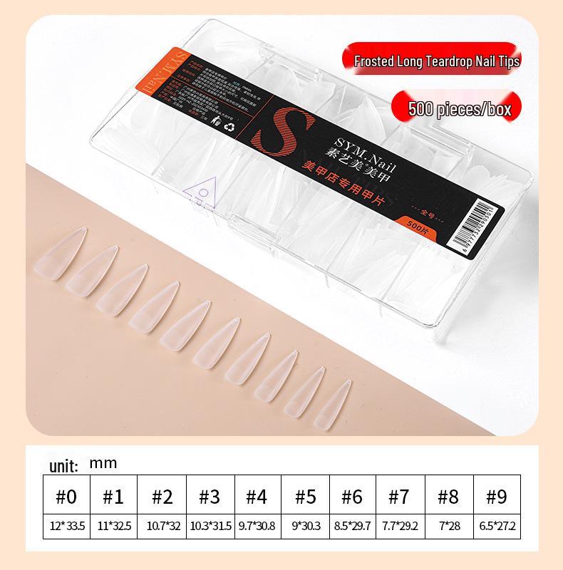 Jieliya Frosted Transparent Ultra-Thin Seamless Nail Tips - Full & Half Cover, No Etching, Size Supplement Included.