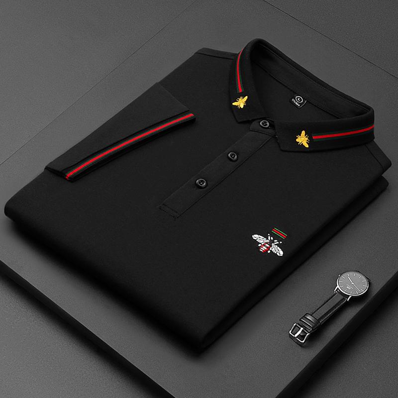 Luxury Brand Quality Men's Polo Shirt Exquisite Bee Embroid Short Sleeve Summer Lapel T-Shirt Business Casual Trend Menswea Top