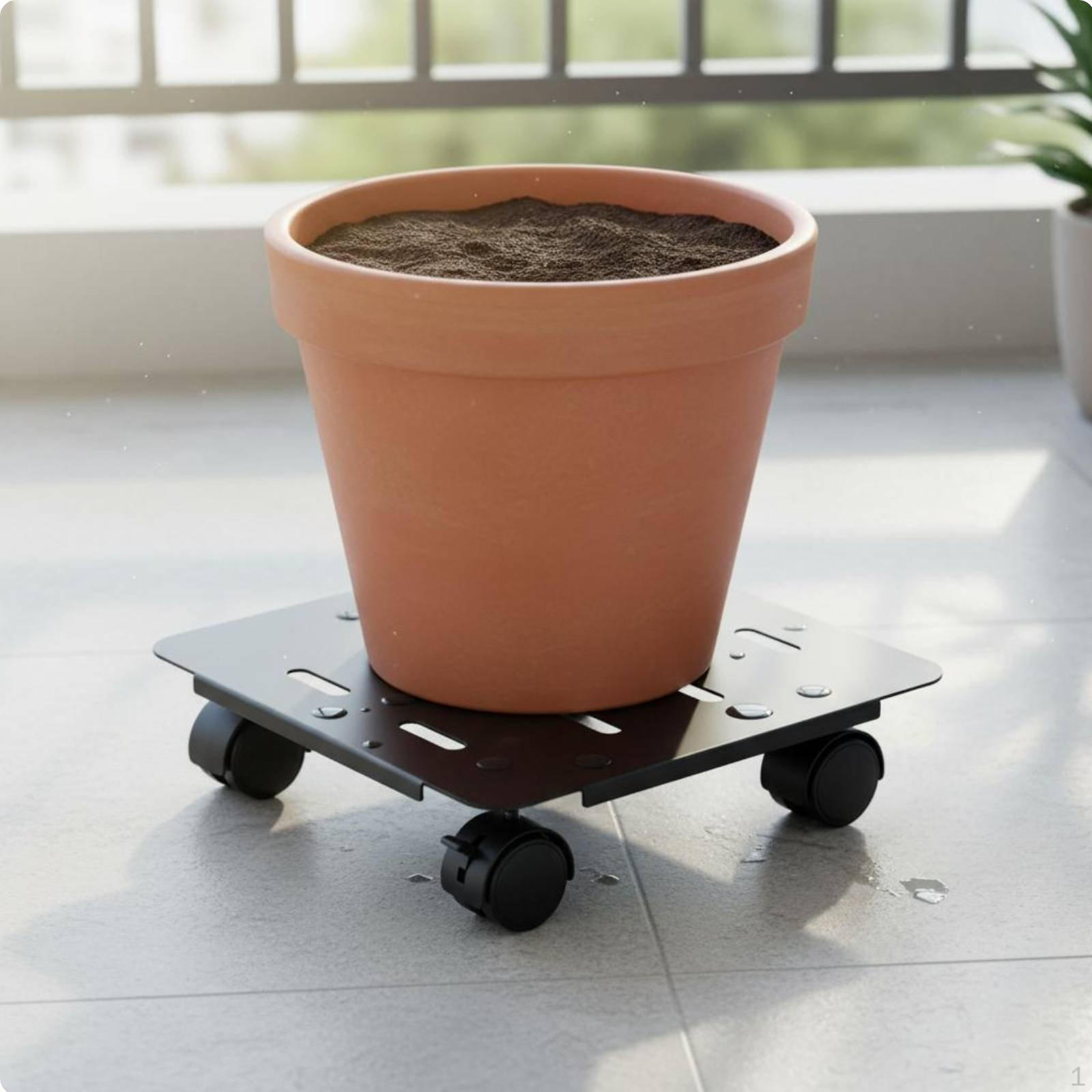Plant Pot Mover with Wheels Versatile Rolling Mobility Tray Floor Protection Planter Black Thickened