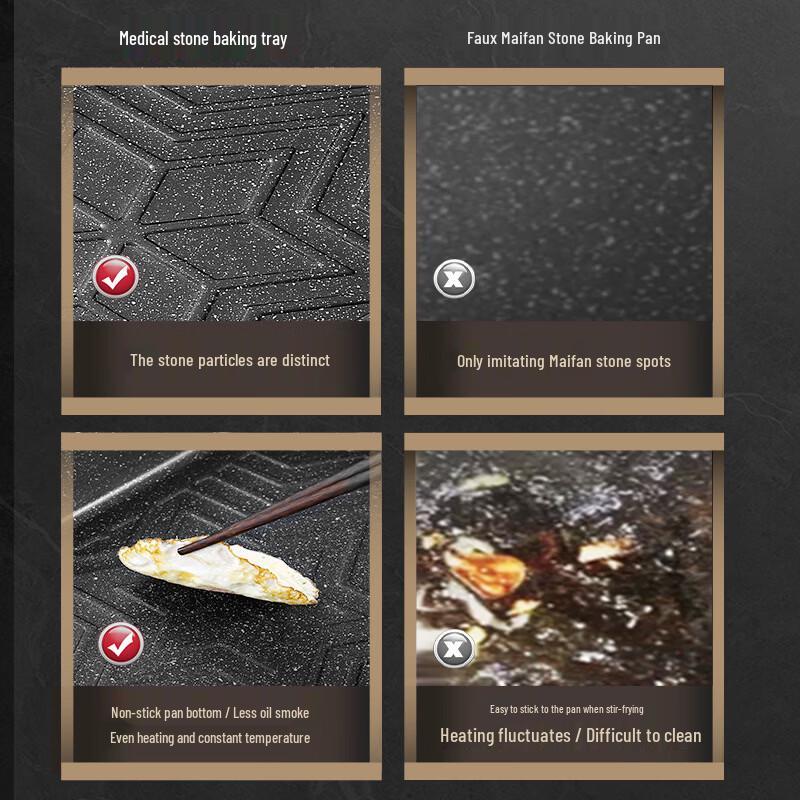 Rectangular Stone Non-stick Grilled Fish Pan with Lid