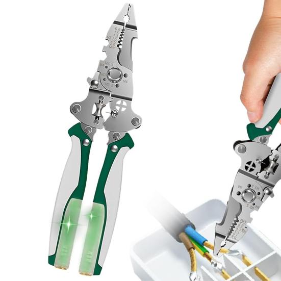 Wire Stripper with Voltage Tester Ergonomic Handle High Precision Compact Portable Multi-function Electric Wire Stripping Tool