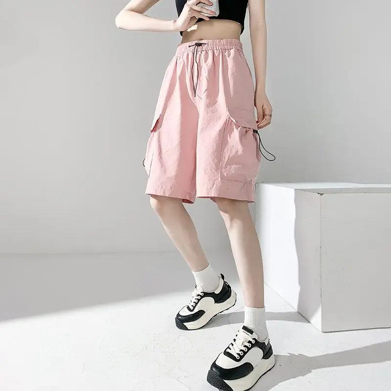 2024 New Cargo Women's Summer Shorts Casual Solid Color Girls Bermuda Shorts Knee Length Pants With Pockets