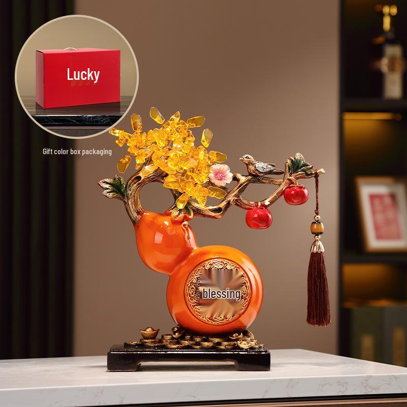 Persimmon Wealth-Attracting Gourd Ornament for Living Room, TV or Wine Cabinet