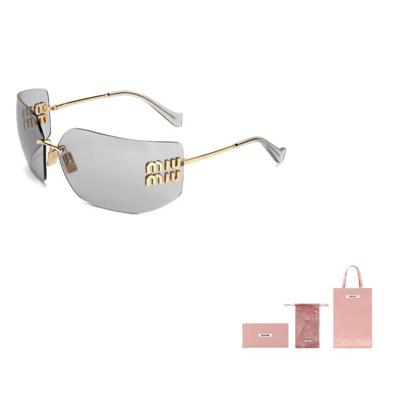 Miu Miu Letter Logo Thin Arm Alloy Irregular Shape Sunglasses Women sunglasses Gold MU54YS5AK30B