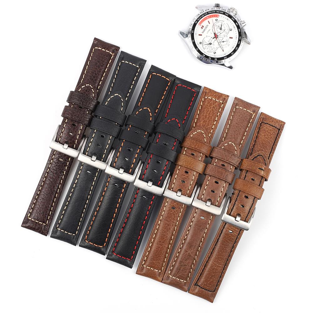 Crazy Horse Leather Strap 18mm 19mm 20mm 22mm Watch Band Men Women Sport Bracelet Replacement Belt Watches Accessories