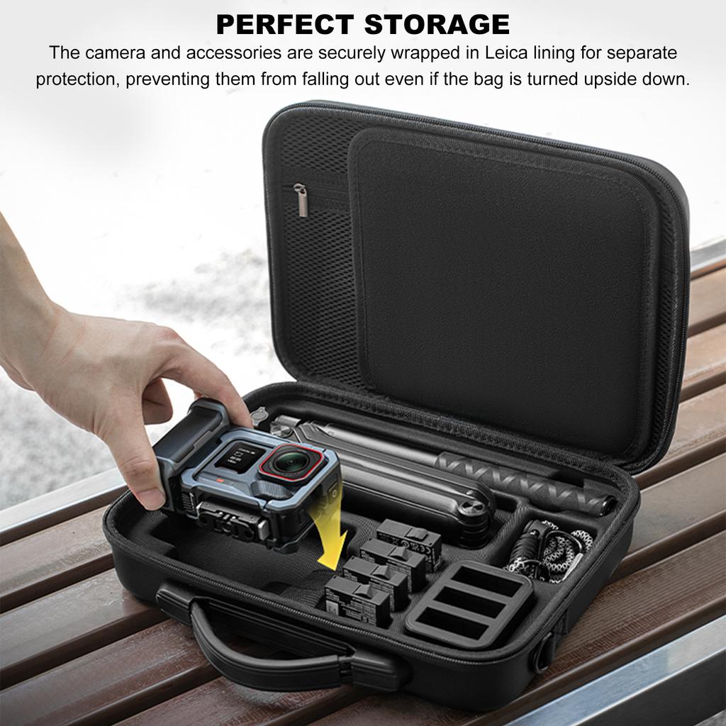 For Insta360 Ace Pro 2 Grip Kit Organizer Bag PU Hard Shell Storage Bag Shockproof Protective Bag for Camera Accessories