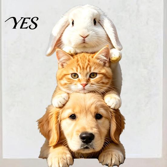 PVC Decorative Sticker Stacking Pet Static Window Cling, Dog Cat Rabbit Glass Removable Sticker, No Adhesive Animal for Home Electrostatic Cling