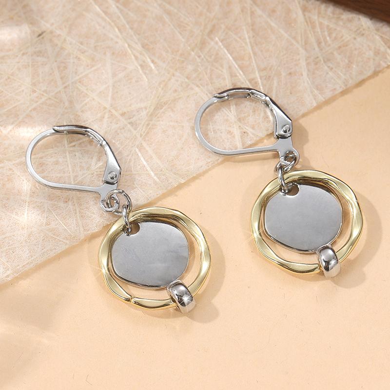 Vintage Round Inlaid Mitation Pearl Earrings Hollow Geometric Dangle Earrings Women Concise Banquet Jewelry Accessories