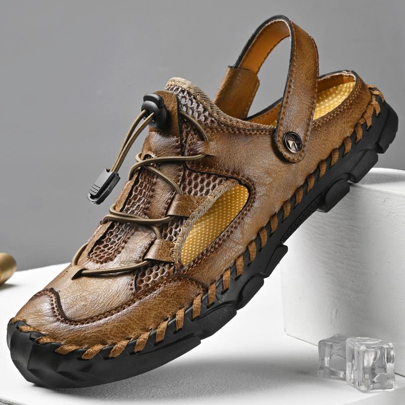 Fashion Fashionable Summer Large Size Hollow Breathable Beach Sandals Trendy Jacket Casual Online Shoes Men's Slippers Rubber Sole