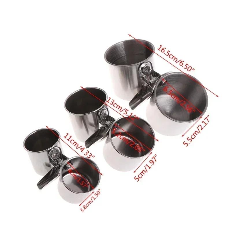 Bird Feeder Cup with Clamp Stainless Steel Feeding Dish Food & Water Bowl for Parrots African Greys Budgies Window Bird Feeder