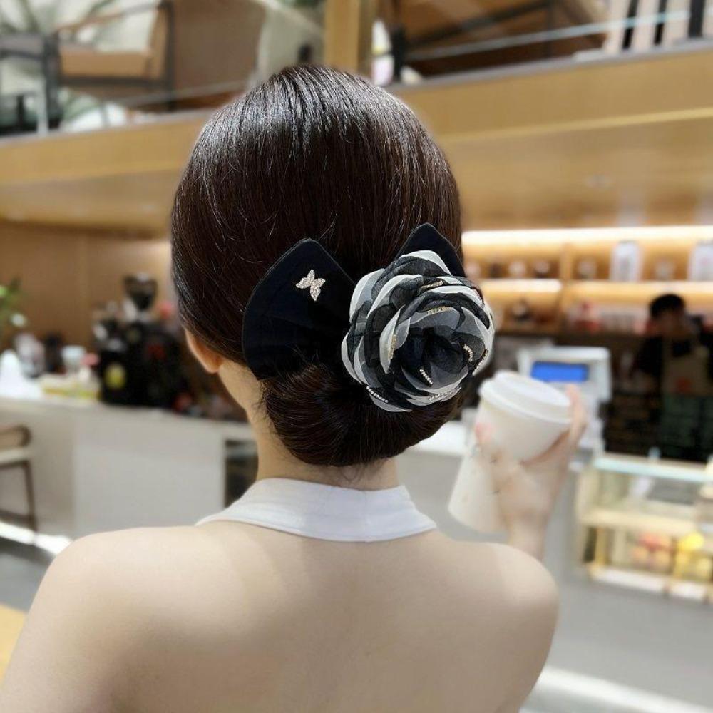 Camellia Flower Bow Clip Magic Braider Hair Accessories Temperament Roller Hair Curler