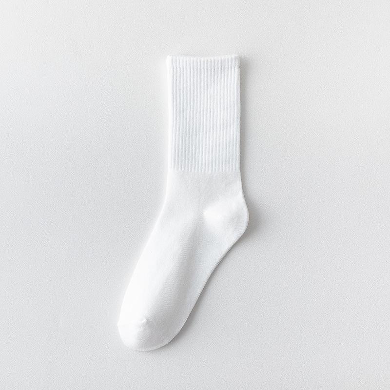 Summer Thin Mid-calf Socks for Women, Solid-color Trendy Sports Socks, Breathable Cotton Socks