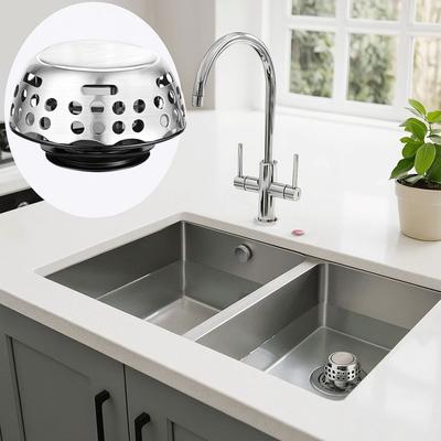 Stainless Steel Bathtub Filter Sink Leak-proof Anti-clogging Drain Basket Stopper Bouncing Core Anti-Odor Pop Up Sink Strainer