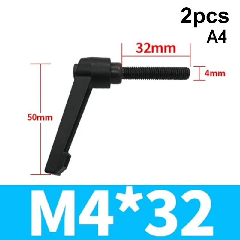 2Pcs M4 M5 M6 M8 Clamping Lever Machinery Adjustable 7-Shaped Handle Locking External Male Thread Knob