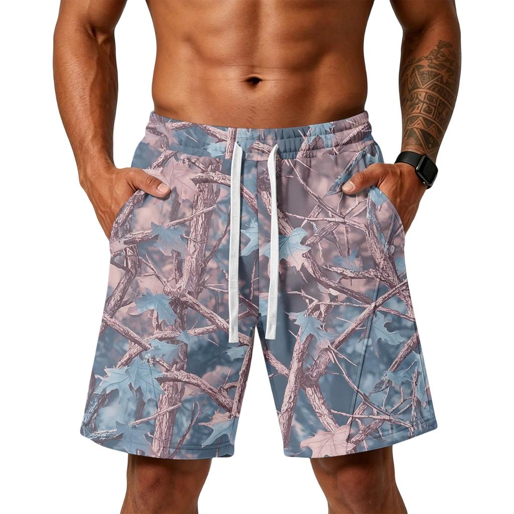 Men's Print Loose Fit Training Gym Beach Shorts with Pockets