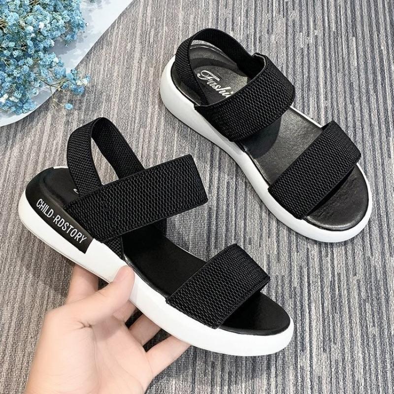 Sports sandals women's elastic elastic summer new student flat-bottomed beach women's shoes