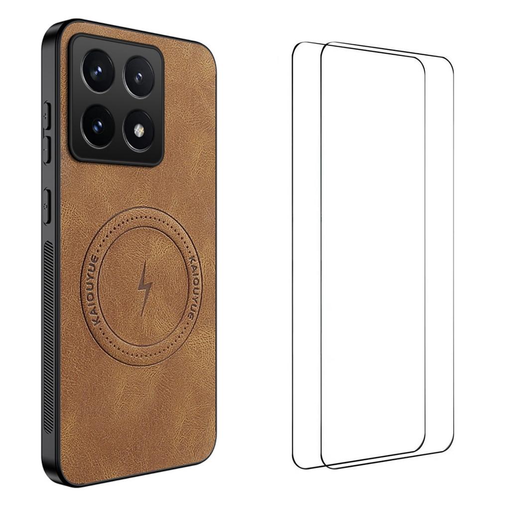 For Xiaomi 14T Magnetic Case WANLONFENG SD Series PC TPU Phone Cover with 2Pcs Screen Film