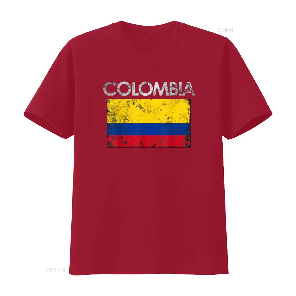 Vintage Colombia Colombian Flag Pride T Shirt vintage Washed Stretched Stylish homme Casual designer clothes Soft Comfortable