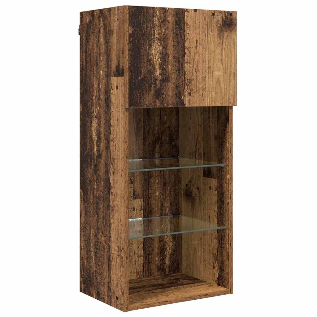Wall Mounted TV Unit with LED Lighting 5 pcs Reclaimed Wood Look 40.5 x 30 x 90 cm