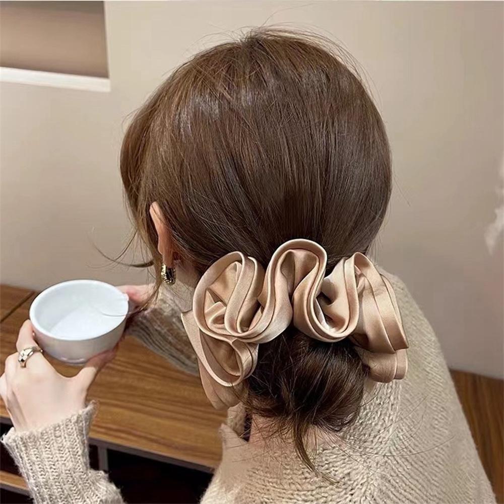 Seide übergroße Scrunchies Frauen elastische Haarbänder Pferdeschwanz Halter Gummiband elegante Satin Haar Seil Haar-Accessoire