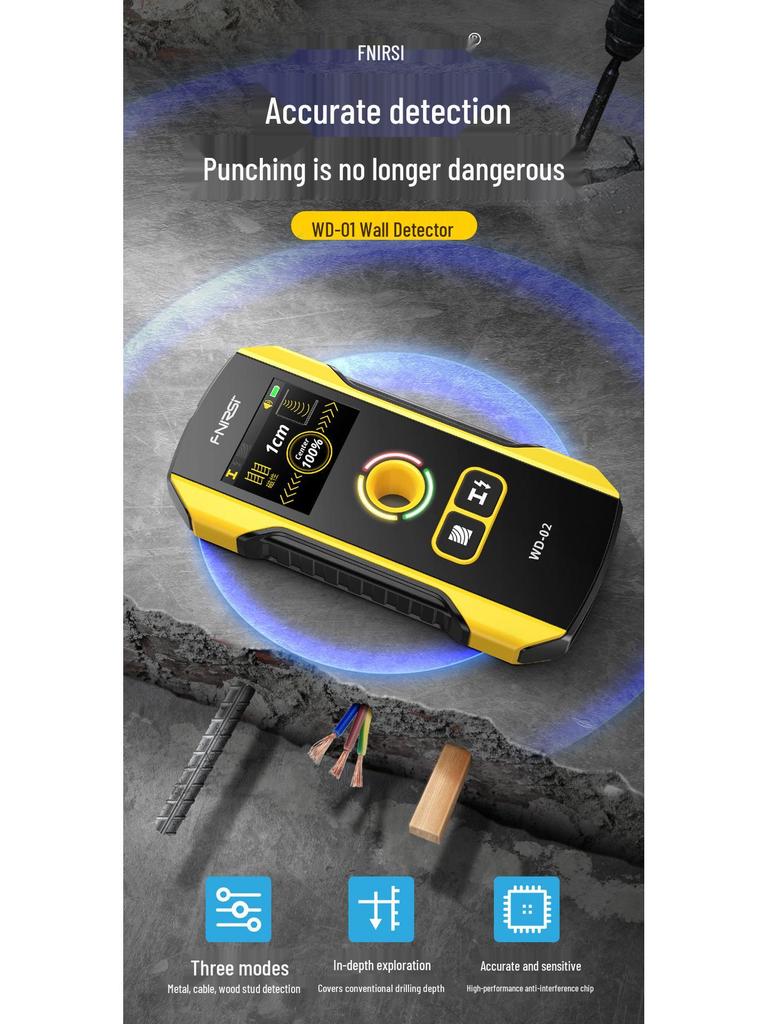 FNIRSI WD-02 Hochpräziser Multifunktions-Wanddetektor für Drähte, Metall und Stahlbewehrung