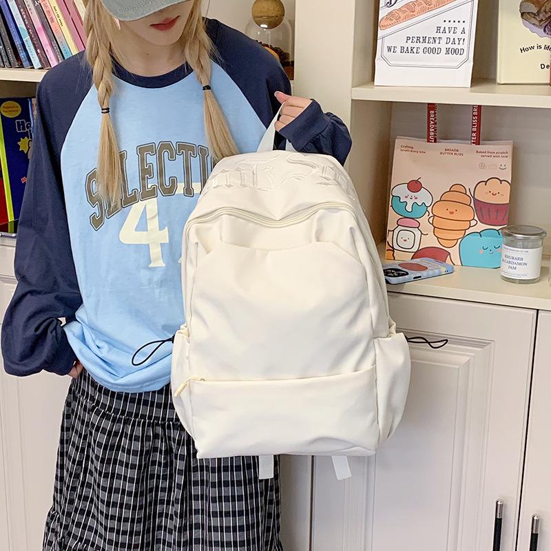 Schoolbag Student School Bag Mori Solid Color Versatile Leisure Large Capacity Backpack Campus Class Outdoor Travel Backpack
