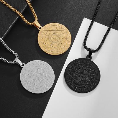 Сім Ангелів Магічний Масив Підвіска Печатка Писання Релігійний Тотем Руна Підвіска Кругла Мітка з Нержавіючої Сталі