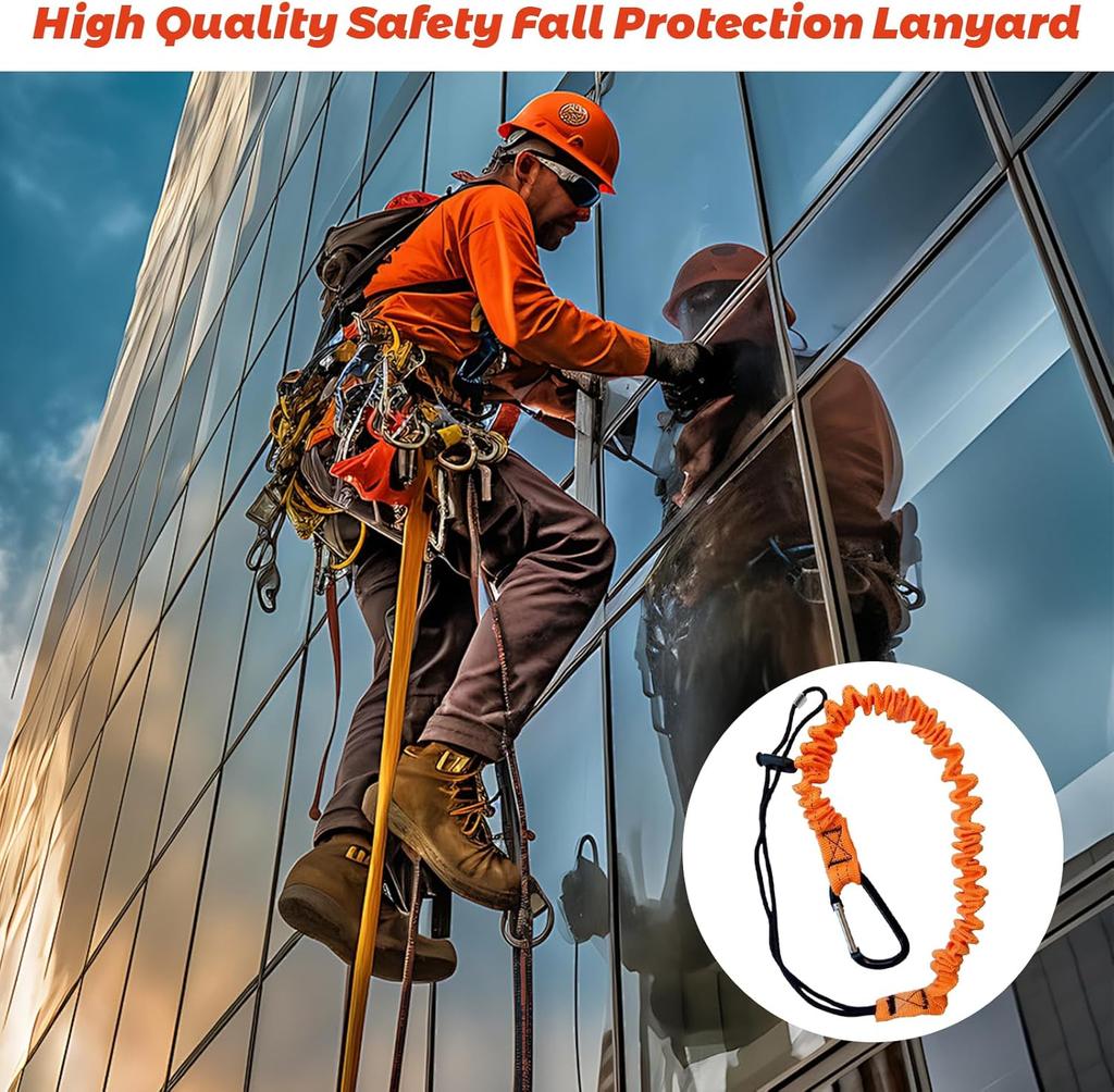 Safety Bungee Tether Tool Lanyard With Carabiner Hook Climbing Working Anti-Falling Safety Rope Aerial Work Climbing Accessories