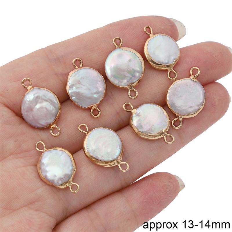 Natural Freshwater Pearls Irregular Gold Edging Double Hanging Pendants For DIY Necklace Bracelet Earrings Jewelry Making