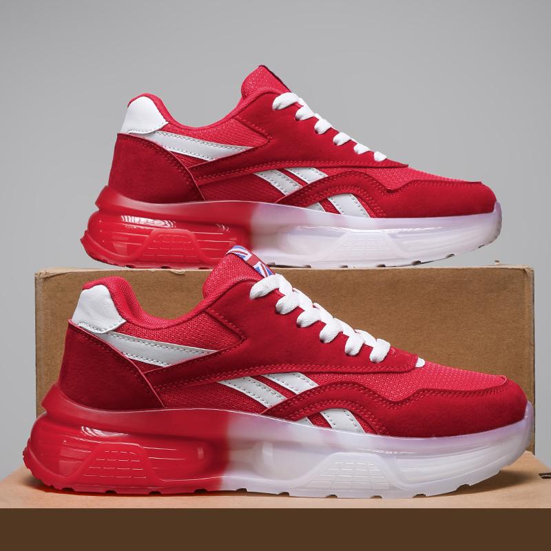 

Internet celebrity men s shoes 2025 new spring air cushion running sports shoes men s youth black trendy brand versatile dad shoes 45 червоний