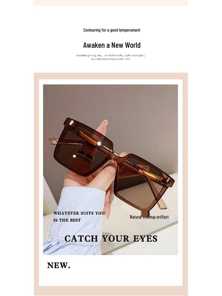 High-End Korean Style Fashion Sunglasses - Trendy Large Frame Anti-UV, Face-Slimming Design for Men & Women Travel