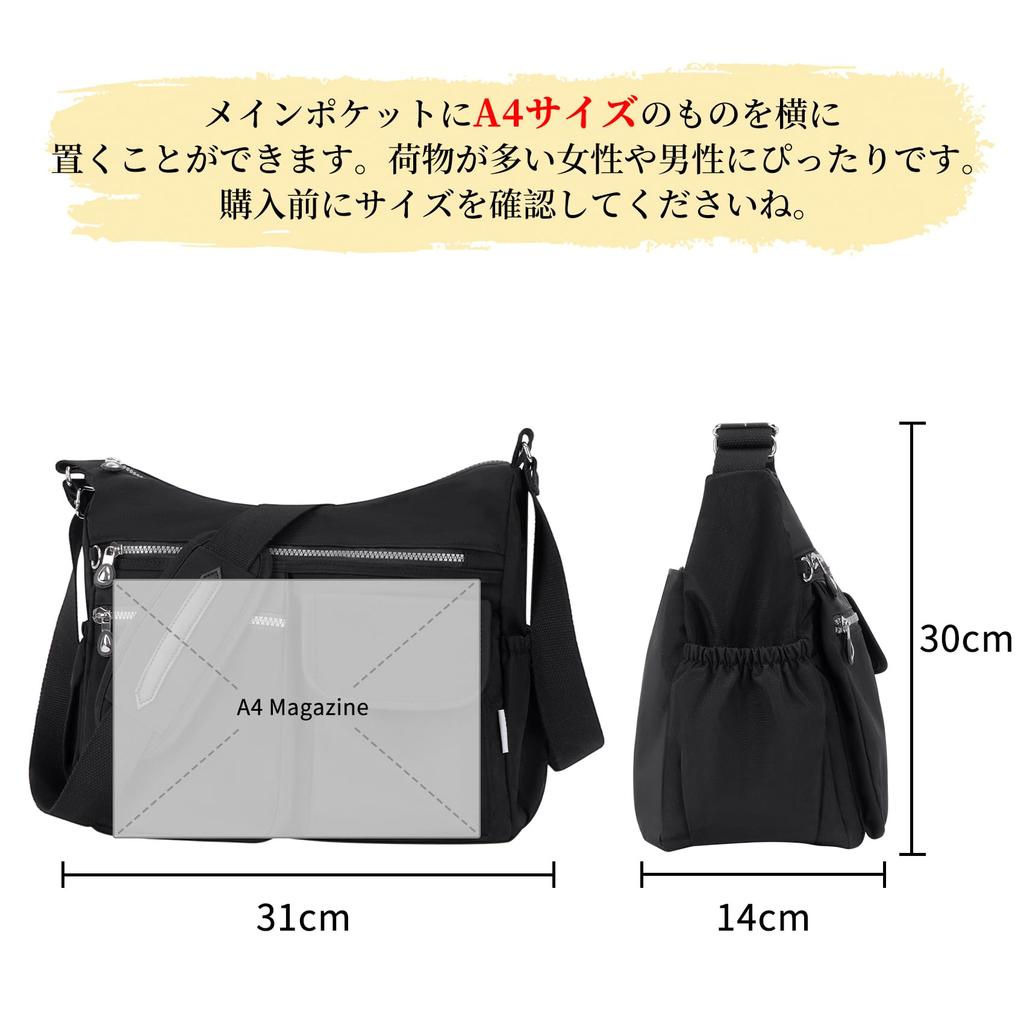[NICHTAG] Umhängetasche für Männer und Frauen, Crossbody Nylon Tasche, Wasserdicht, mit Taschen, Multifunktional, Großes Fassungsvermögen, Schulterpolster, Leicht,