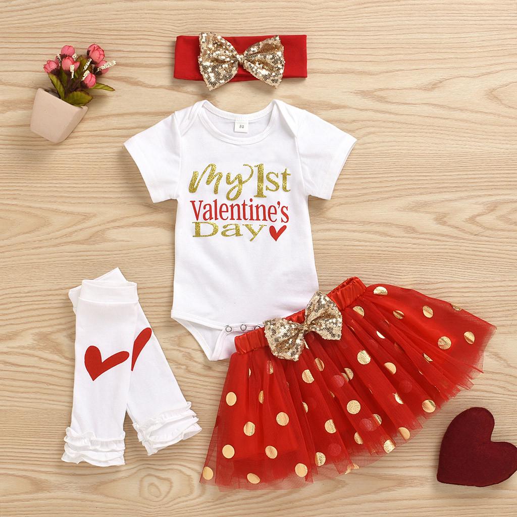 Buy Newborn Infant Baby Girl Valentine's Romper Tutu Skirt Hairband Leg